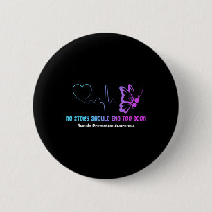 Suicide Prevention Awareness Semicolon Butterfly H 6 Cm Round Badge