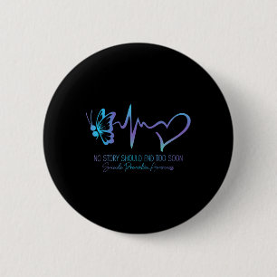 Suicide Prevention Awareness Semicolon Butterfly H 6 Cm Round Badge