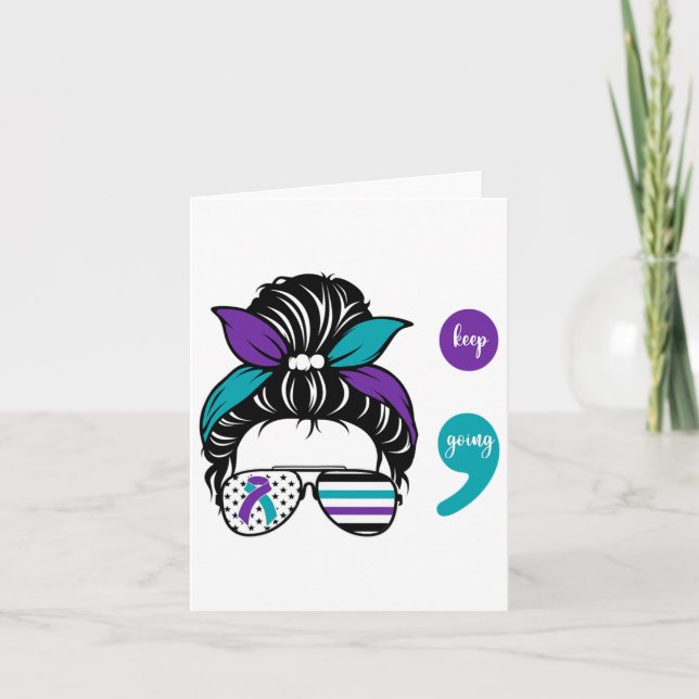 Suicide Prevention Awareness Semicolon Keep Going  Card (Front)