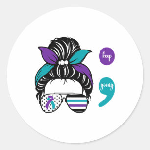 Suicide Prevention Awareness Semicolon Keep Going Classic Round Sticker