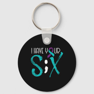 Suicide Prevention Awareness Semicolon Six Support Key Ring