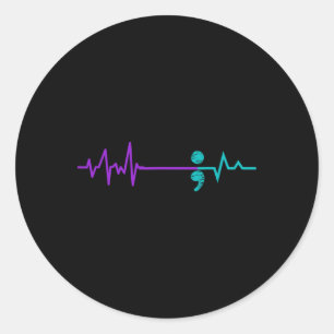 Suicide Prevention Awareness Semicolon Stay 1 Classic Round Sticker