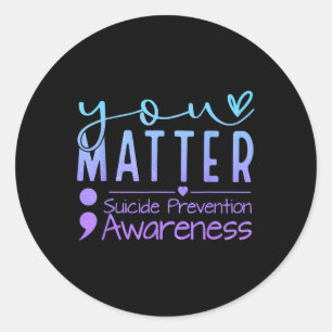 Suicide Prevention Awareness Semicolon Teal & Classic Round Sticker