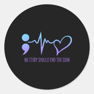 Suicide Prevention Awareness Semicolon Teal & Classic Round Sticker