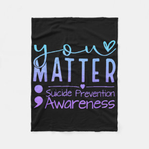 Suicide Prevention Awareness Semicolon Teal & Fleece Blanket