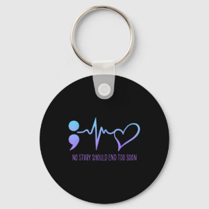 Suicide Prevention Awareness Semicolon Teal & Key Ring