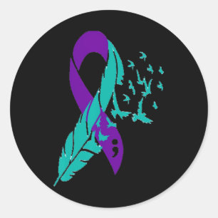 Suicide Prevention Awareness Shirt Purple Ribbon S Classic Round Sticker