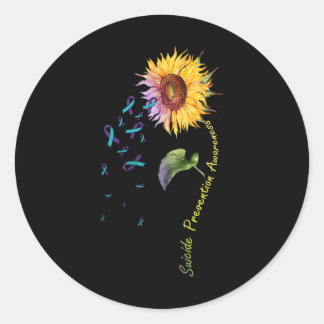Suicide Prevention Awareness Sunflower Classic Round Sticker