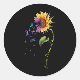 Suicide Prevention Awareness Sunflower  Classic Round Sticker