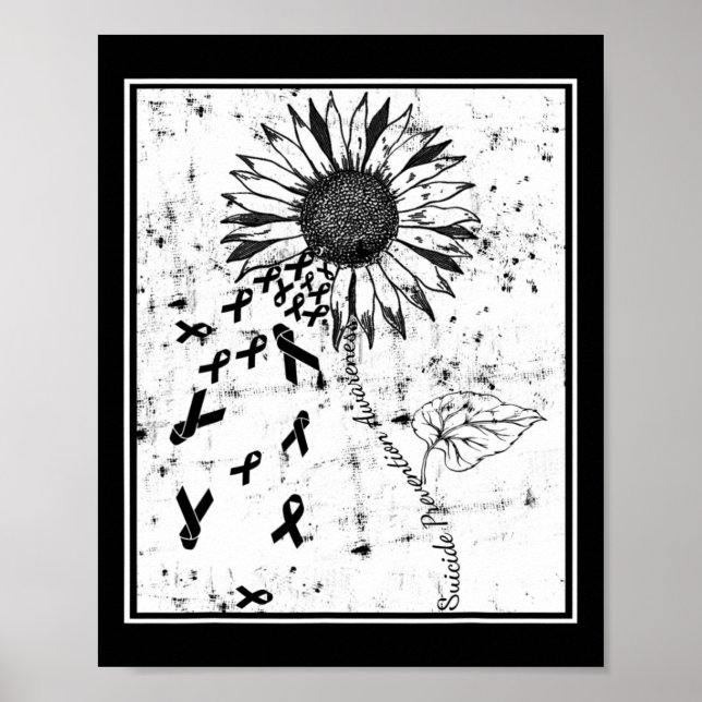 Suicide Prevention Awareness Sunflower Distressed  Poster (Front)