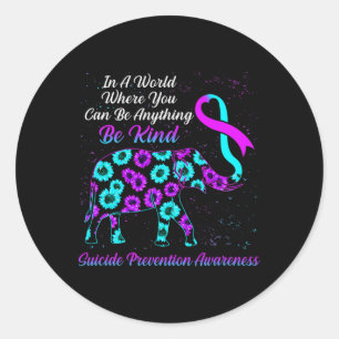 Suicide Prevention Awareness Sunflower Elephant Be Classic Round Sticker