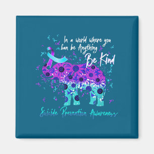 Suicide Prevention Awareness Sunflower Elephant Be Magnet