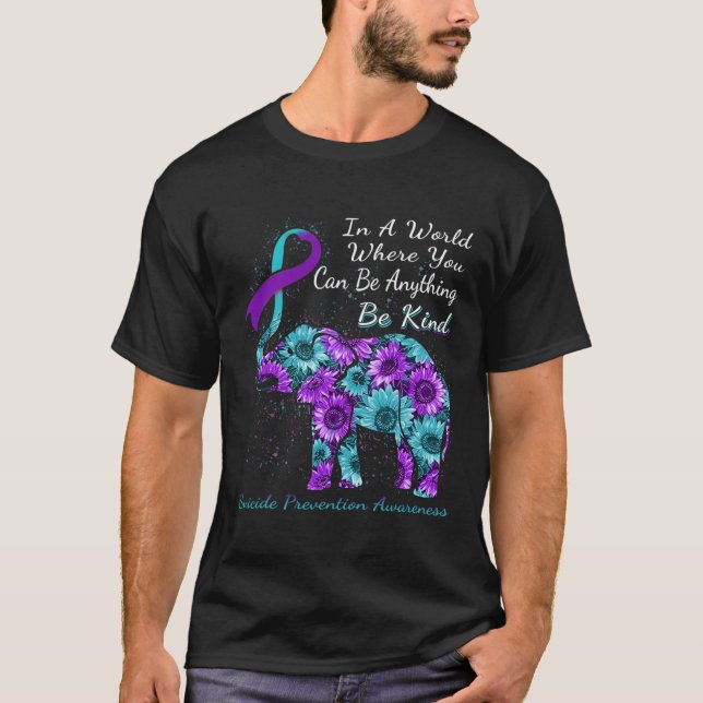 Suicide Prevention Awareness Sunflower Elephant Be T-Shirt (Front)