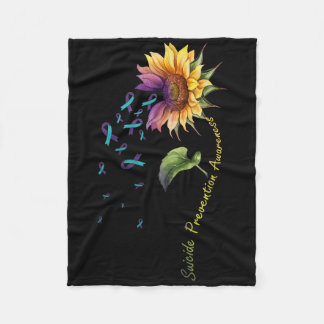 Suicide Prevention Awareness Sunflower  Fleece Blanket