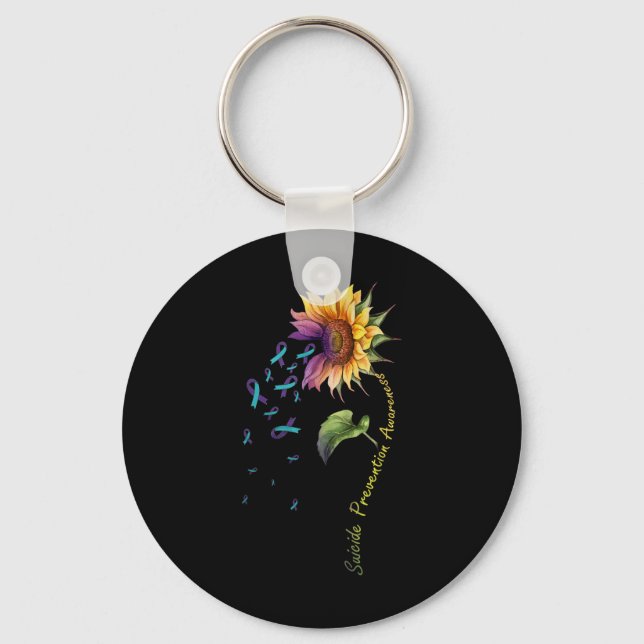 Suicide Prevention Awareness Sunflower  Key Ring (Front)