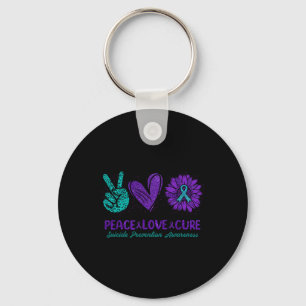 Suicide Prevention Awareness Sunflower Peace Love Key Ring