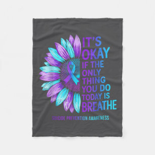 Suicide Prevention Awareness Sunflower Purple Teal Fleece Blanket