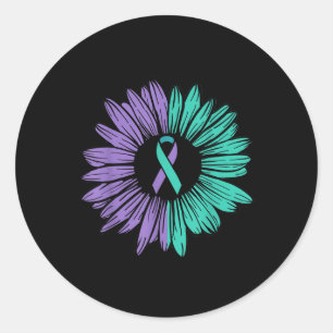 Suicide Prevention Awareness Sunflower Ribbon You Classic Round Sticker