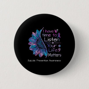 Suicide Prevention Awareness Sunflower Teal & 6 Cm Round Badge