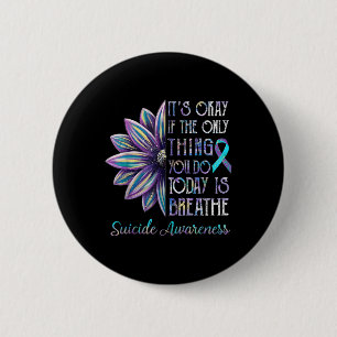Suicide Prevention Awareness Sunflower Teal & 6 Cm Round Badge