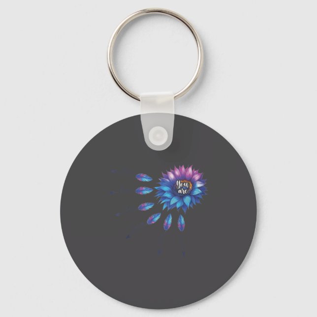 Suicide Prevention Awareness Sunflower You Are 988 Key Ring (Front)