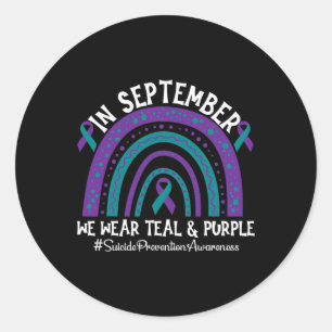 Suicide Prevention Awareness Support Ribbon Rainbo Classic Round Sticker