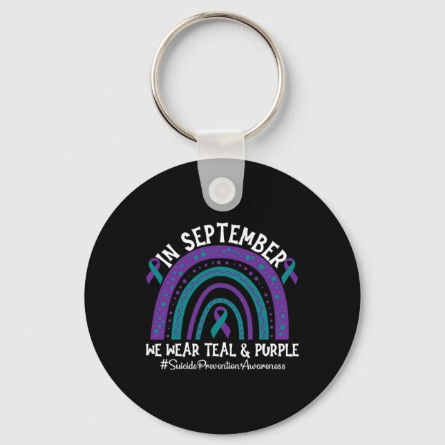 Suicide Prevention Awareness Support Ribbon Rainbo Key Ring (Front)