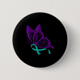 Suicide Prevention Awareness Teal & Purple Rib 6 Cm Round Badge