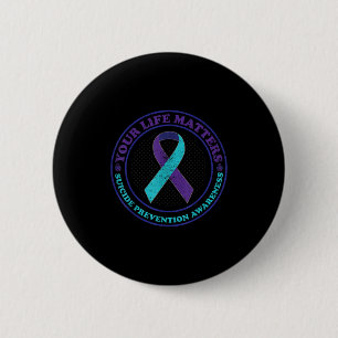Suicide Prevention Awareness Teal & Purple Rib 6 Cm Round Badge