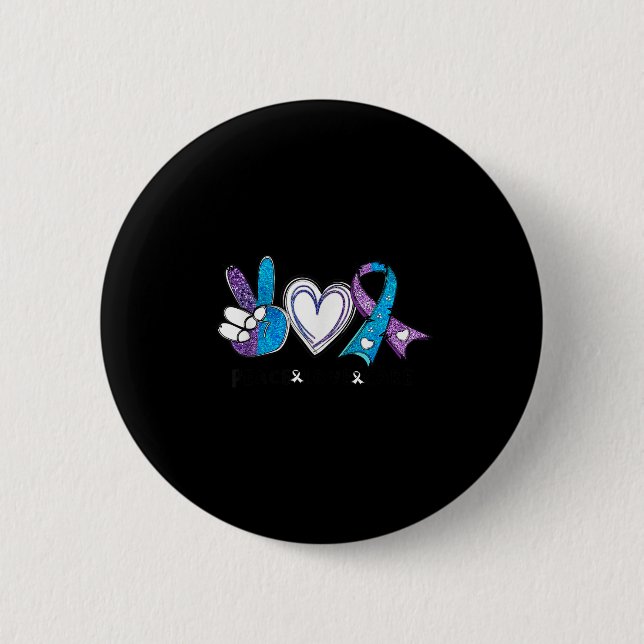 Suicide Prevention Awareness Teal &amp; Purple Rib 6 Cm Round Badge (Front)