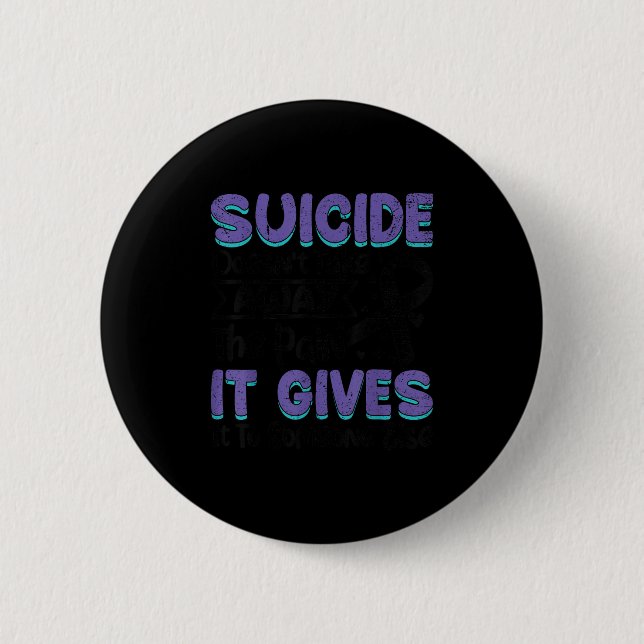 Suicide Prevention Awareness Teal &amp; Purple Rib 6 Cm Round Badge (Front)