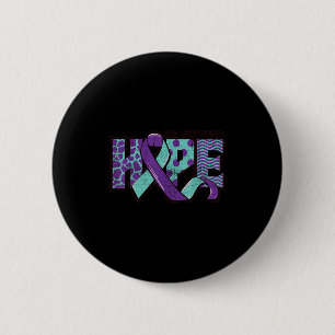 Suicide Prevention Awareness Teal & Purple Rib 6 Cm Round Badge
