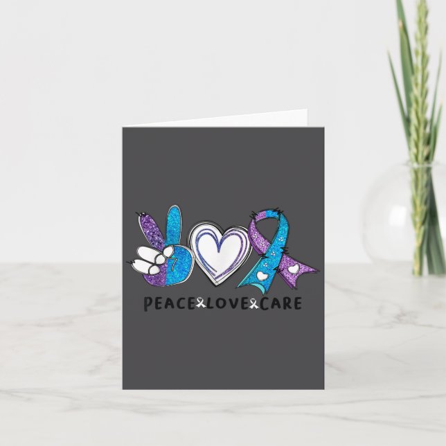 Suicide Prevention Awareness Teal &amp; Purple Rib Card (Front)