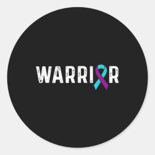 Suicide Prevention Awareness Teal & Purple Rib Classic Round Sticker