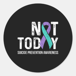 Suicide Prevention Awareness Teal & Purple Rib Classic Round Sticker