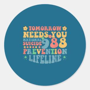 Suicide Prevention Awareness Teal & Purple Rib Classic Round Sticker