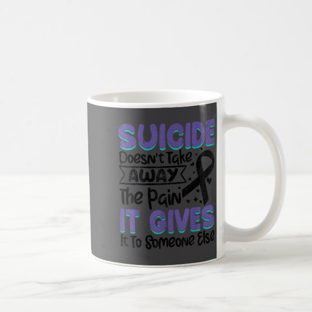 Suicide Prevention Awareness Teal &amp; Purple Rib Coffee Mug (Right)