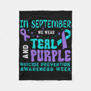 Suicide Prevention Awareness Teal & Purple Rib Fleece Blanket