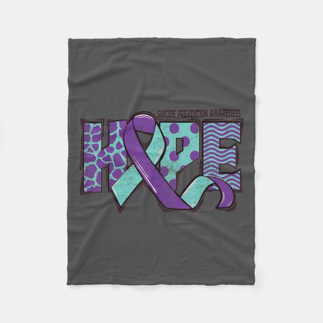 Suicide Prevention Awareness Teal &amp; Purple Rib Fleece Blanket (Front)
