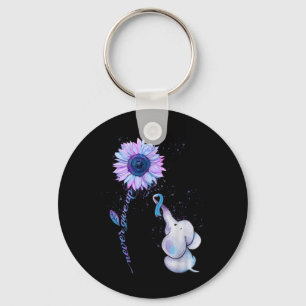 Suicide Prevention Awareness Teal & Purple Rib Key Ring