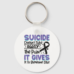 Suicide Prevention Awareness Teal &amp; Purple Rib Key Ring