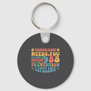 Suicide Prevention Awareness Teal & Purple Rib Key Ring