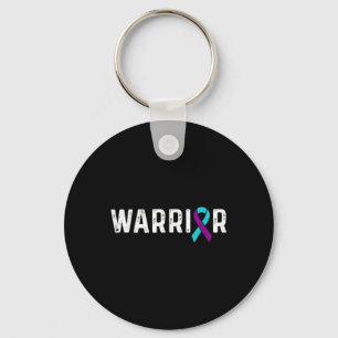 Suicide Prevention Awareness Teal & Purple Rib Key Ring