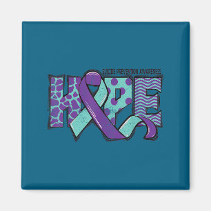 Suicide Prevention Awareness Teal &amp; Purple Rib Magnet