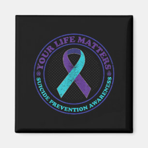Suicide Prevention Awareness Teal &amp; Purple Rib Magnet
