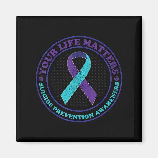 Suicide Prevention Awareness Teal &amp; Purple Rib Magnet (Front)