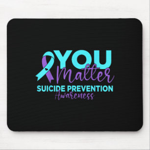 Suicide Prevention Awareness Teal &amp; Purple Rib Mouse Pad