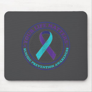 Suicide Prevention Awareness Teal & Purple Rib Mouse Pad