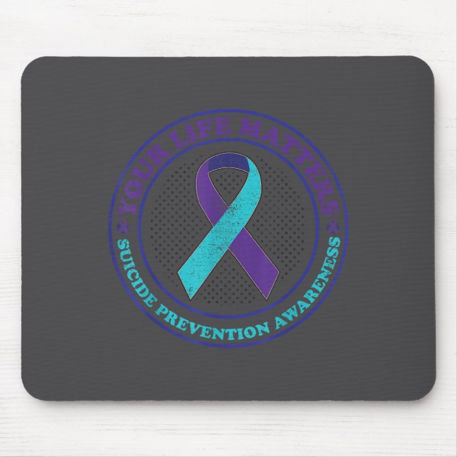 Suicide Prevention Awareness Teal &amp; Purple Rib Mouse Pad (Front)