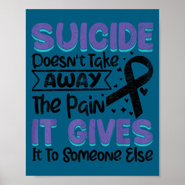 Suicide Prevention Awareness Teal &amp; Purple Rib Poster (Front)